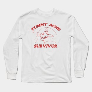 Tummy Ache Survivor T Shirt, Tummy Ache Tee, Meme T Shirt, Vintage Cartoon T Shirt, Aesthetic Tee, Unisex Long Sleeve T-Shirt